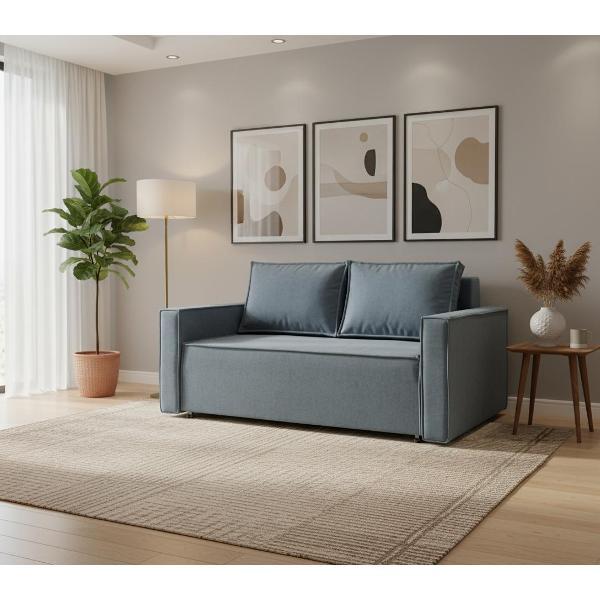 Диван МЕБЛАЙНС Лофт прямой раскладной, велюр серый, 140