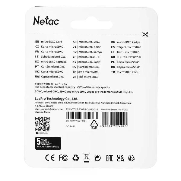 Карта памяти Netac NT02P500PRO-512G-S
