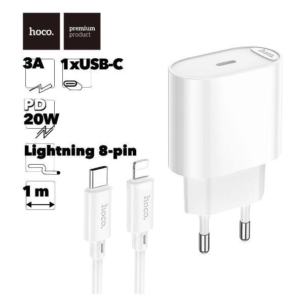 Зарядное устройство для радиотехники Hoco C109A Fighter 1xUSB-C, 3А, PD20W + USB-C кабель Lightning 8-pin, 1м фото
