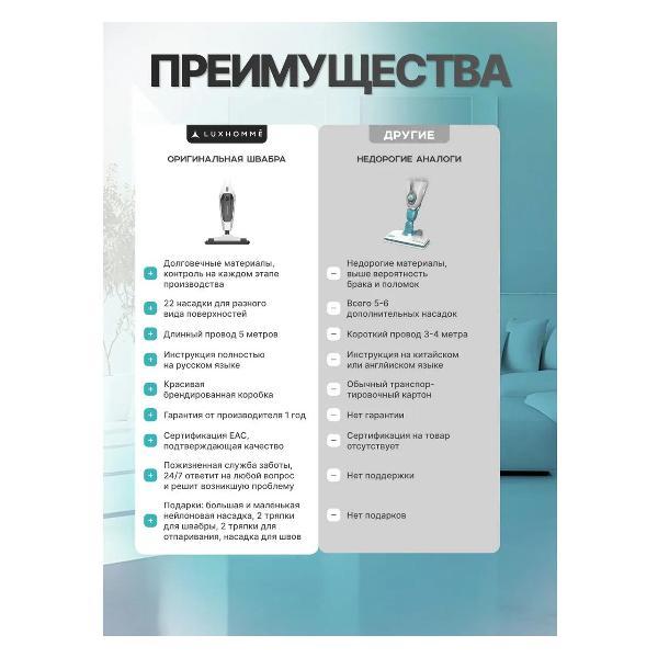 Паровой очиститель Luxhomme EcoSteam Pro белый