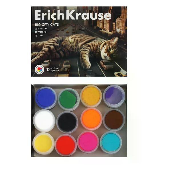 Краска штемпельная ERICH KRAUSE Гуашь художественная 12 цветов 20 мл