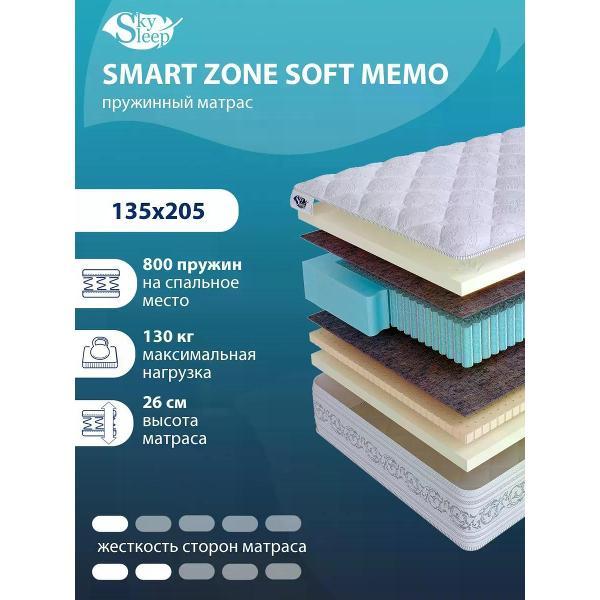 Матрас SkySleep 135x205 SMART ZONE SOFT MEMO (высота 26 см, латекс/Memory Foam/войлок)