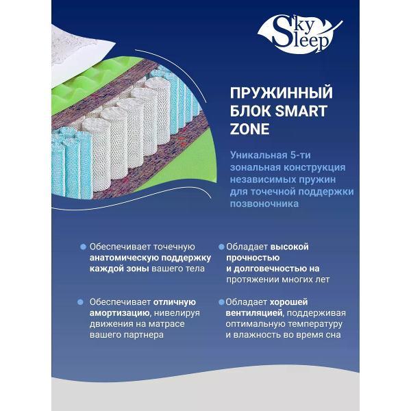 Матрас SkySleep 135x205 SMART ZONE SOFT MEMO (высота 26 см, латекс/Memory Foam/войлок)