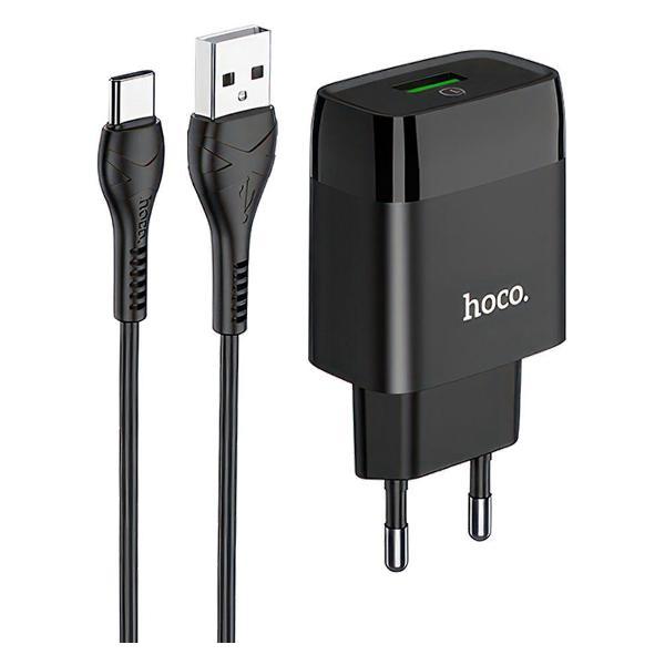 Зарядное устройство для радиотехники Hoco C72Q Glorious 1xUSB, 3А, 18W, QC3.0 + USB кабель Type-C, 1м