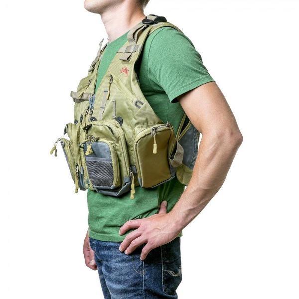 Жилет для мужчин Жилет рыболовный мужской Tramp Angler, разгрузочный, цвет: хаки. TRFB-006. Размер S/M