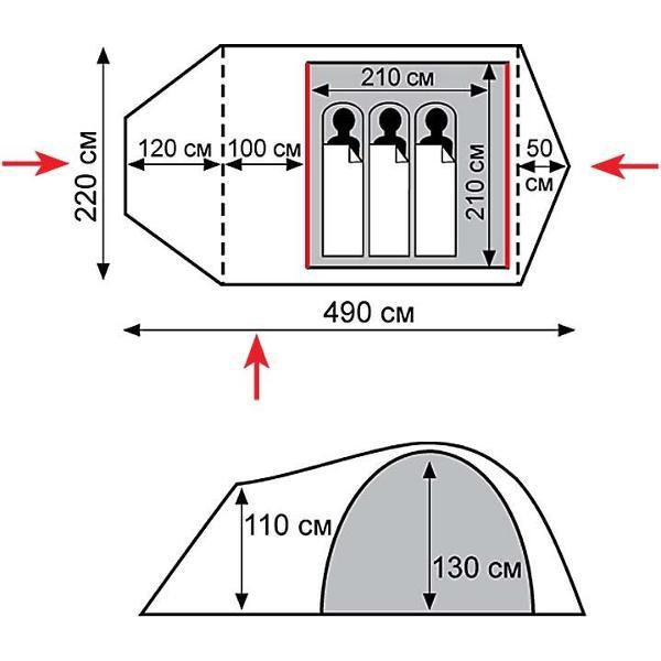Палатка туристическая Tramp Cave (V2), цвет: серый. TRT-21