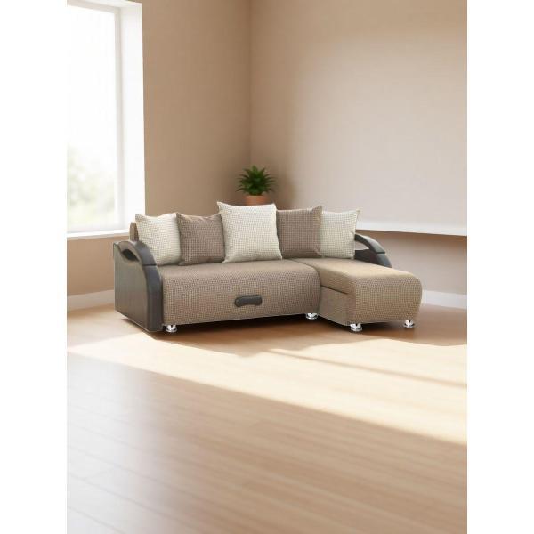 Диван Мебельная фабрика ГАЛАКСИ Угловой диван-кровать Юпитер Ратибор Темный # Еврокнижка, спальное место 193х140 см, ящик для белья, серо-коричневый