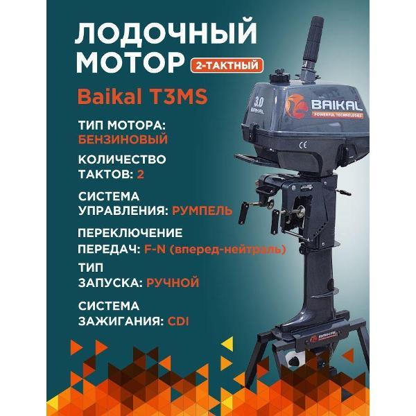 Мотор лодочный Baikal-PT 2-тактный 3 л.с.