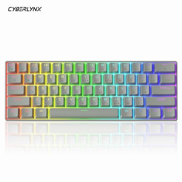 Клавиатура проводная CYBERLYNX H61K серая Red Switch