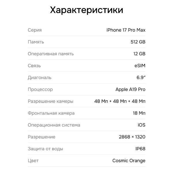 Смартфон Apple iPhone 17 Pro Max