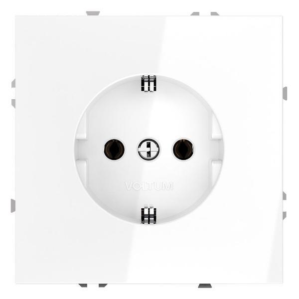 Розетка электрическая Voltum Розетка встраиваемая VLS040101 VOLTUM S70 с заземлением 16А, (белый глянцевый)