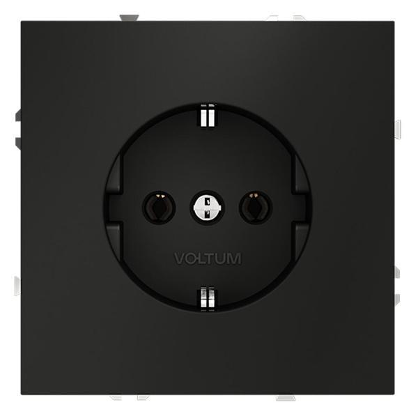 Розетка электрическая Voltum Розетка встраиваемая VLS040108 VOLTUM S70 с заземлением 16А, (черный матовый)