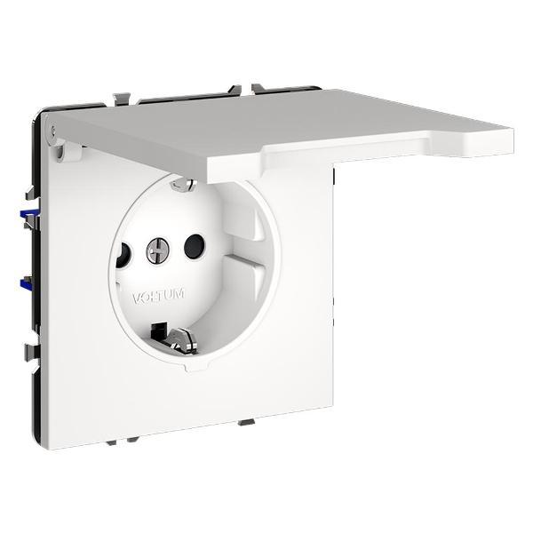 Розетка электрическая Voltum Розетка встраиваемая VLS040302 VOLTUM S70 с заземлением, защитными шторками и крышкой 16А, (белый матовый)