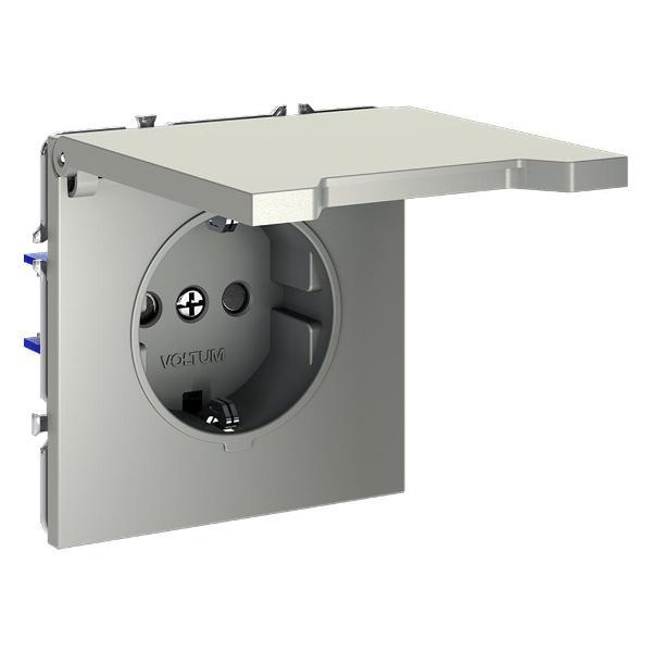Розетка электрическая Voltum Розетка встраиваемая VLS040505 VOLTUM S70 с заземлением, защитными шторками и крышкой 16А, (сталь)