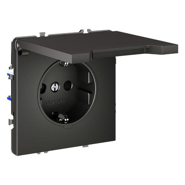 Розетка электрическая Voltum Розетка встраиваемая VLS040305 VOLTUM S70 с заземлением, защитными шторками и крышкой 16А, (титан)