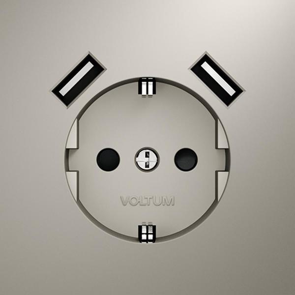Розетка электрическая Voltum Розетка встраиваемая VLS040403 VOLTUM S70 с заземлением и защитными шторками, 16А, с USB, A+A, (кашемир)