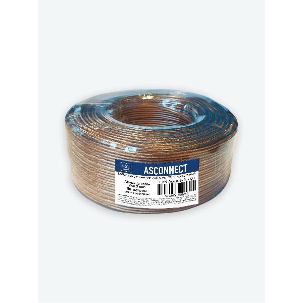 Кабель акустический ASCONNECT Кабель акустический 2х0,5 прозрачный ASCONNECT, 50 метров