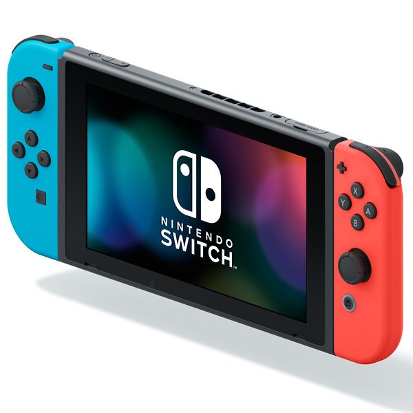 Восстановленная игровая приставка Nintendo Switch синий/красный, отличный