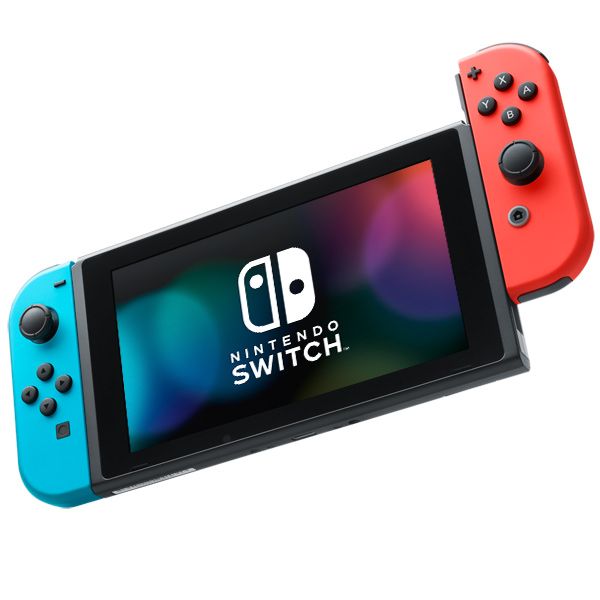 Восстановленная игровая приставка Nintendo Switch синий/красный, отличный