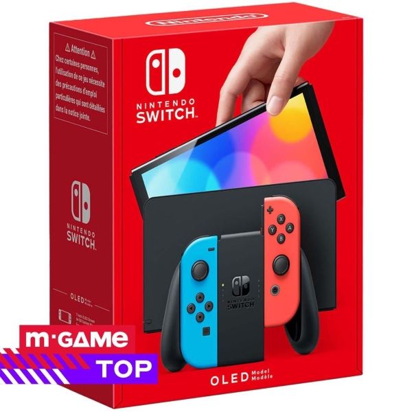 Восстановленная игровая приставка Nintendo Switch OLED синий/красный, хороший