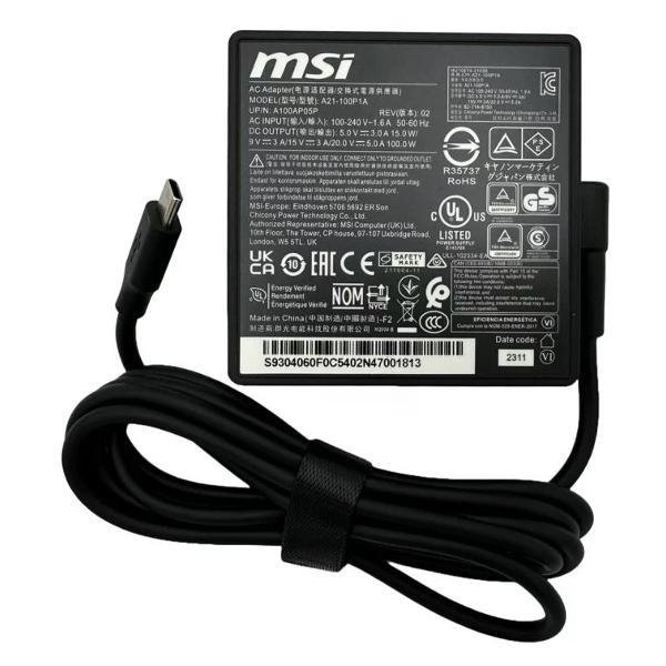 Зарядное устройство сетевое для ноутбука MSI MSI 20V 5A 100W разъём Type-C