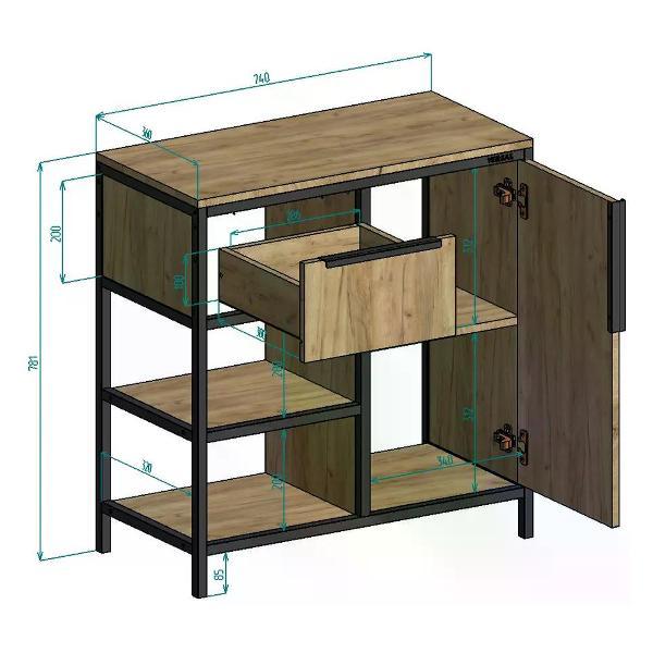 Тумба GOOD HOME Тумба ЛОФТ с ящиком и дверкой металлический каркас