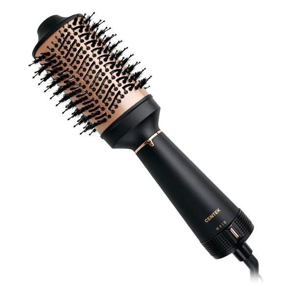 Фен-щетка Centek CT-2062 (золото/чёрный) 1200 Вт, 3 скорости, 4 режима, турмалиновая ионизация