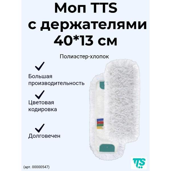 Насадка для швабры TTS Моп с держателями, полиэстер-хлопок, 40*13см (00000547)