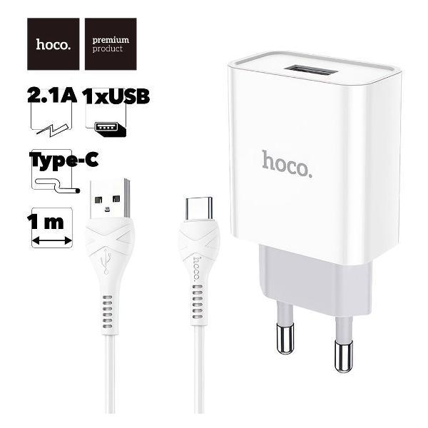 Зарядное устройство для радиотехники Hoco C81A Asombroso 1xUSB, 2.1А + USB кабель Type-C, 1м фото