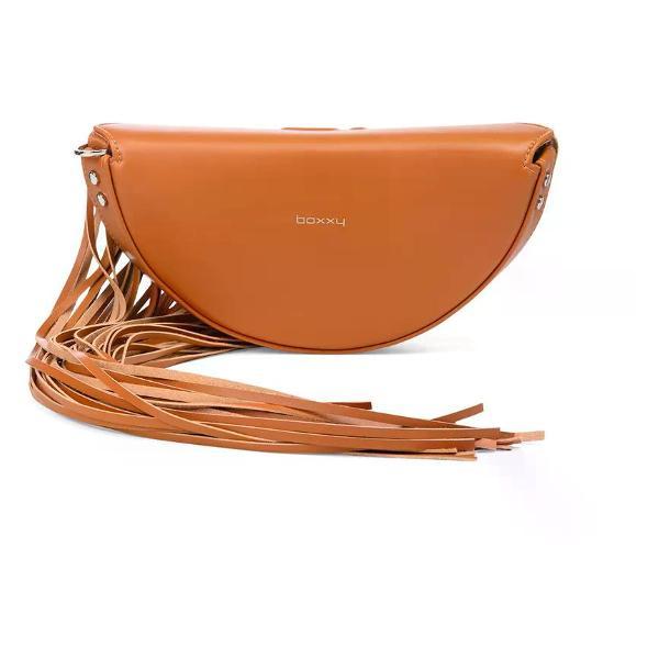 Сумка boxxy Сумка кожаная с бахромой круглая полумесяц через плечо