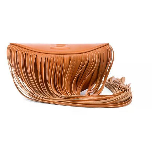 Сумка boxxy Сумка кожаная с бахромой круглая полумесяц через плечо