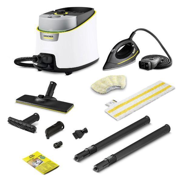 Пароочиститель Karcher SC 4 Deluxe Iron (1.513-462.0) + паровой утюг с керамической подошвой 2200 Вт, 4 бара, 60 гр/мин, 1300 мл, съемный бак, предохранитель, регулятор подачи пара
