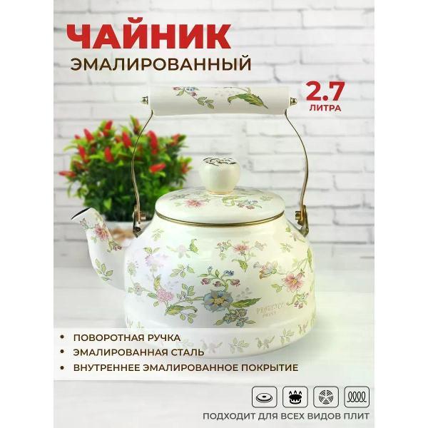 Чайник для плит Zeidan 2,7 л из эмалированной стали для всех видов плит