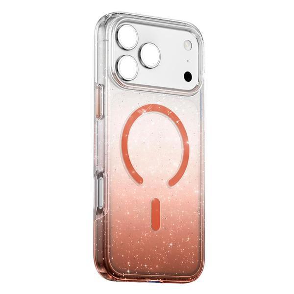 Чехол для смартфона, телефона Keephone Apple iPhone 17 Pro Max Lillian MagSafe Прозрачный чехол градиентного цвета с блесками, Покрытие AF Оранжевый фото
