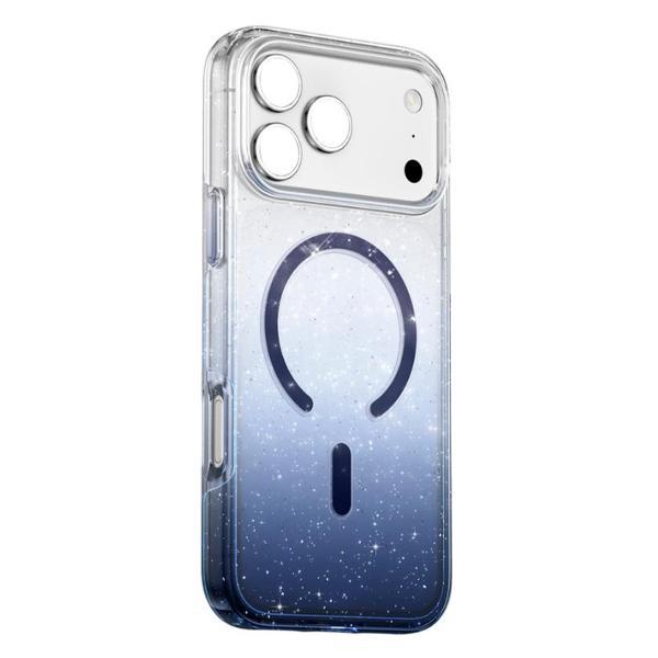 Чехол для смартфона, телефона Keephone Apple iPhone 17 Pro Max Lillian MagSafe Прозрачный чехол градиентного цвета с блесками, Покрытие AF Синий фото