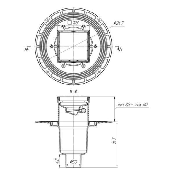 Душевой лоток, трап Bronze de Luxe 21986-5902
