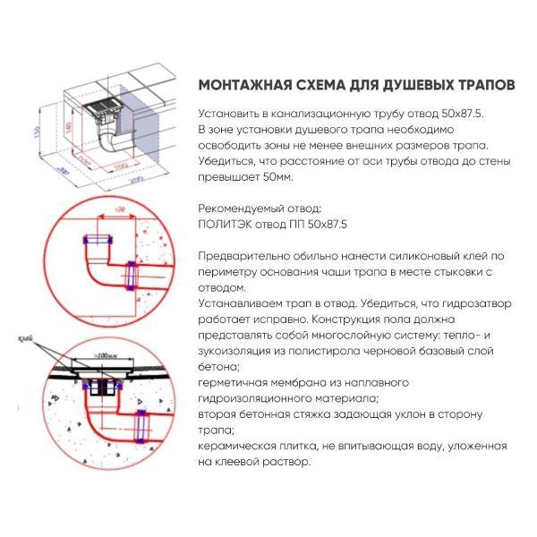 Душевой лоток, трап Bronze de Luxe 80521B