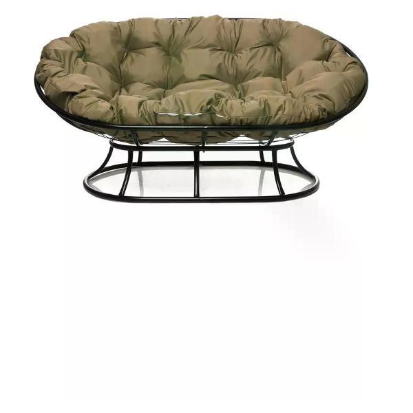 Диван M-Group Диван МАМАСАН без ротанга чёрное, бежевая подушка