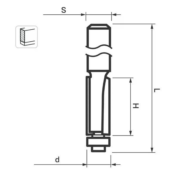 Фрезер нет бренда Фреза кромочная прямая 12.7x25 мм, верхний подшипник