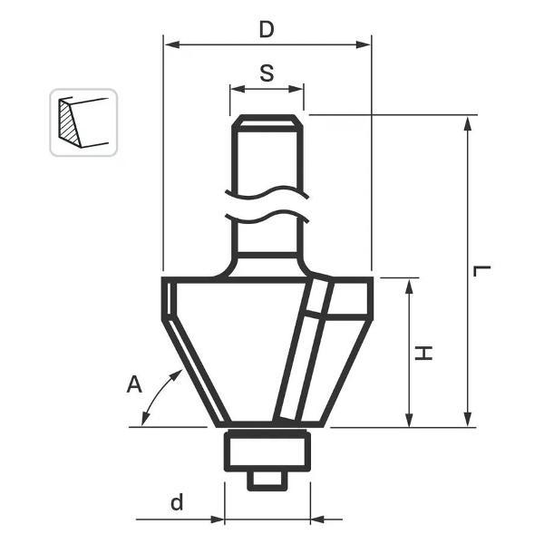 Фрезер нет бренда Фреза кромочная конусная 30.2 х 13 мм, хвостовик 8 мм