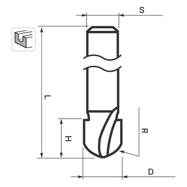 Фрезер нет бренда Фреза пазовая галтельная 19x13 мм хвостовик 8 мм