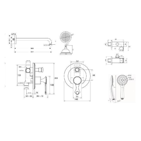 Душевая система Bronze de Luxe NT800/B02-2