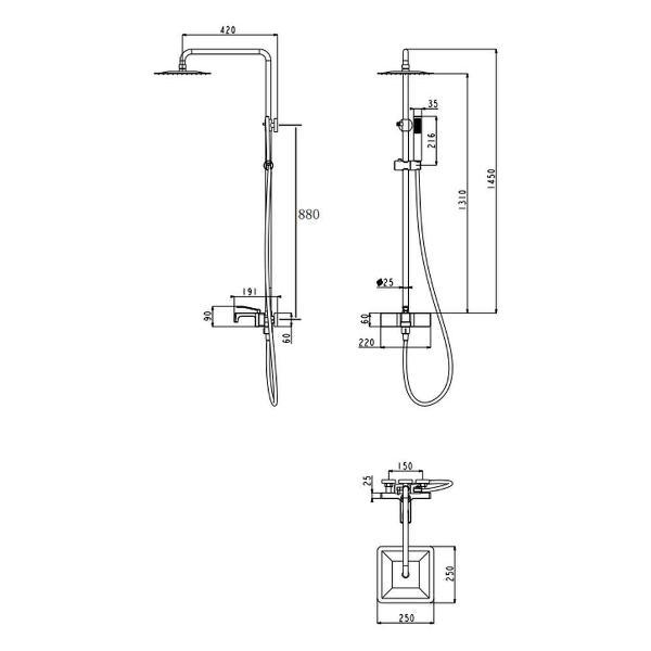 Душевая система Grocenberg GB7090BL