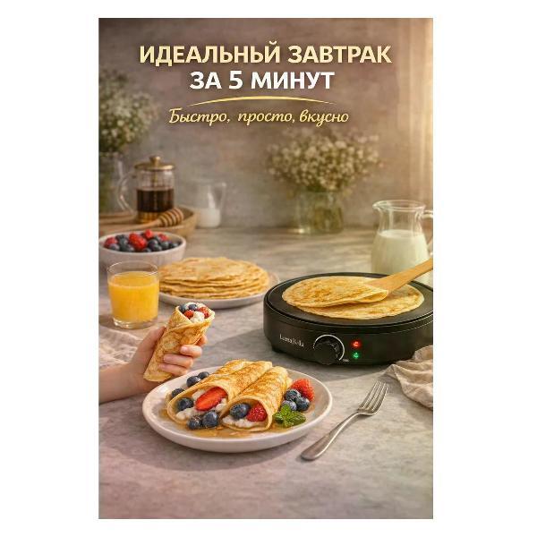 Электроблинница Luma Bella Блинница электрическая 1000Вт