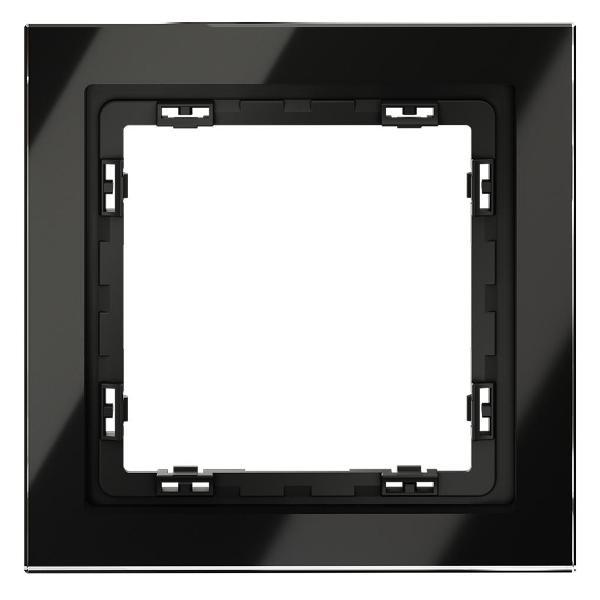 Рамка для розетки Voltum Рамка стеклянная VOLTUM S70 на 1 пост, (черный,стекло)