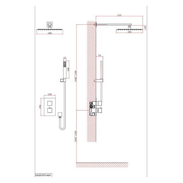 Душевая система D&K Термостатическая душевая система