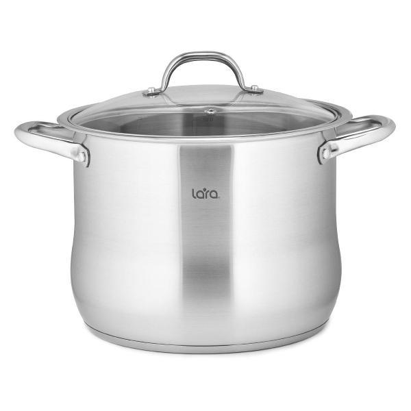 Кастрюля Lara LR02-42 Кастрюля LARA (нерж) 26x19см, 9,6л, капсулир индукц дно, стекл крышка