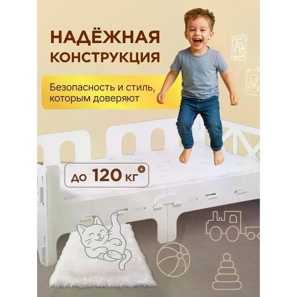 Кровать АЛЬДИВЫ Кровать детская подростковая софа с бортиками 140х70