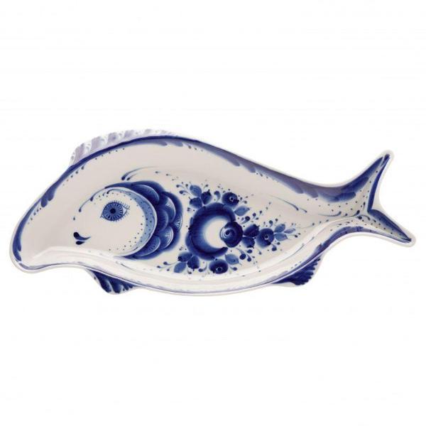 Декоративное блюдо Гжель Лоток "Судак"
