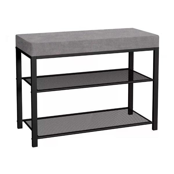 Банкетка ZMI Банкетка Торонто 23s 67х30х49 см каркас черный/сиденье серое